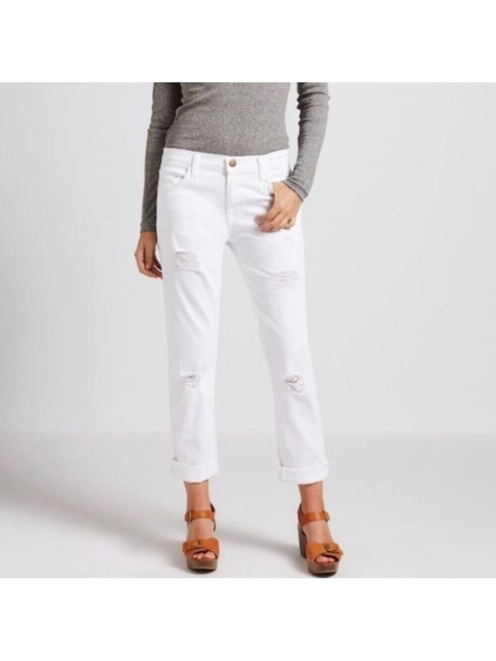 CURRENT/ELLIOTT The Fling White Jeans in Sugar Destroy, size 25